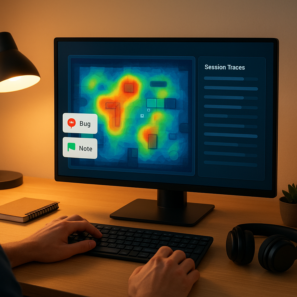 Creator testing a prototype with live heatmaps